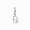 Thomas Sabo Charm-hängsmycke bokstaven G med vita stenar silver