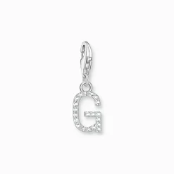 Thomas Sabo Charm-hängsmycke bokstaven G med vita stenar silver