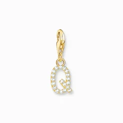 Thomas Sabo Charm-hängsmycke bokstaven Q med vita stenar guldpläterad