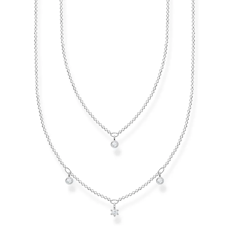 Thomas Sabo Halsband Dubbelt silver med vita stenar – KE2078-051-14