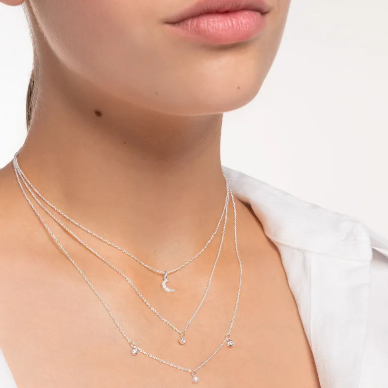 Thomas Sabo Halsband Dubbelt silver med vita stenar – KE2078-051-14