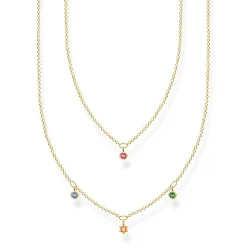 Thomas Sabo Halsband Dubbelt Guld med Färgade Stenar – KE2078-488-7