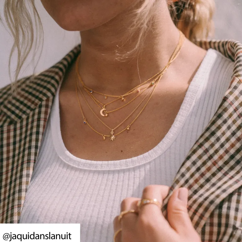 Thomas Sabo Halsband Dubbelt Guld med Färgade Stenar – KE2078-488-7