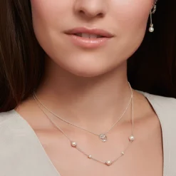 Thomas Sabo Halsband pärlor med vita stenar silver – KE2120-167-14
