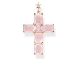 Thomas Sabo Hängsmycke Kors, Rosa Stenar Med Stjärna – PE890-417-9