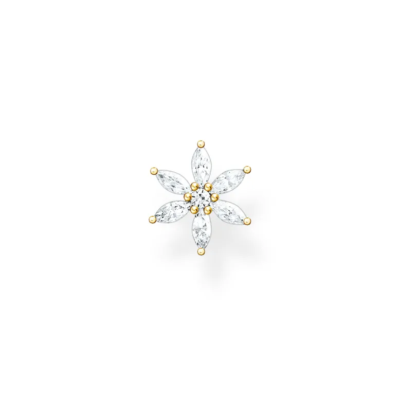 Thomas Sabo Individuellt Stiftörhängen Blomma Vit Stenar Guld – H2196-414-14