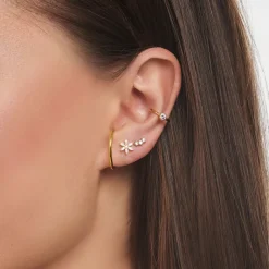 Thomas Sabo Individuellt Stiftörhängen Blomma Vit Stenar Guld – H2196-414-14
