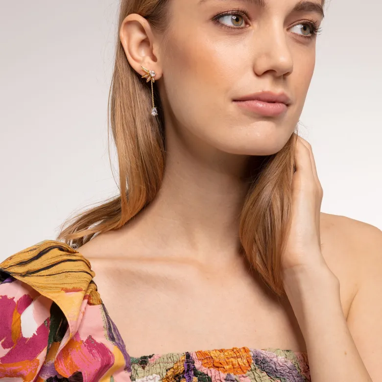 Thomas Sabo Örhängen Blad Och Kedje Stora Guld – H2105-414-14