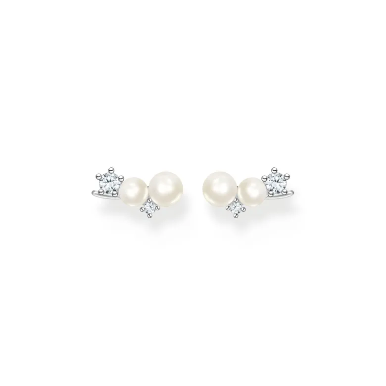 Thomas Sabo Örhängen öronklättrare pärlor med vita stenar silver – H2211-167-14