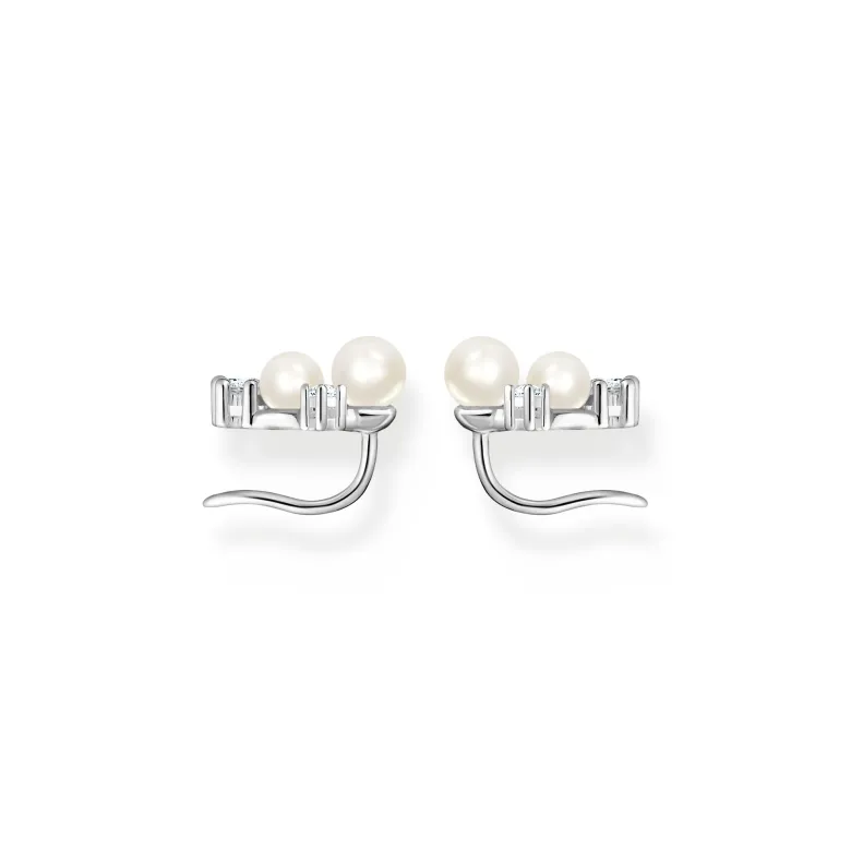 Thomas Sabo Örhängen öronklättrare pärlor med vita stenar silver – H2211-167-14