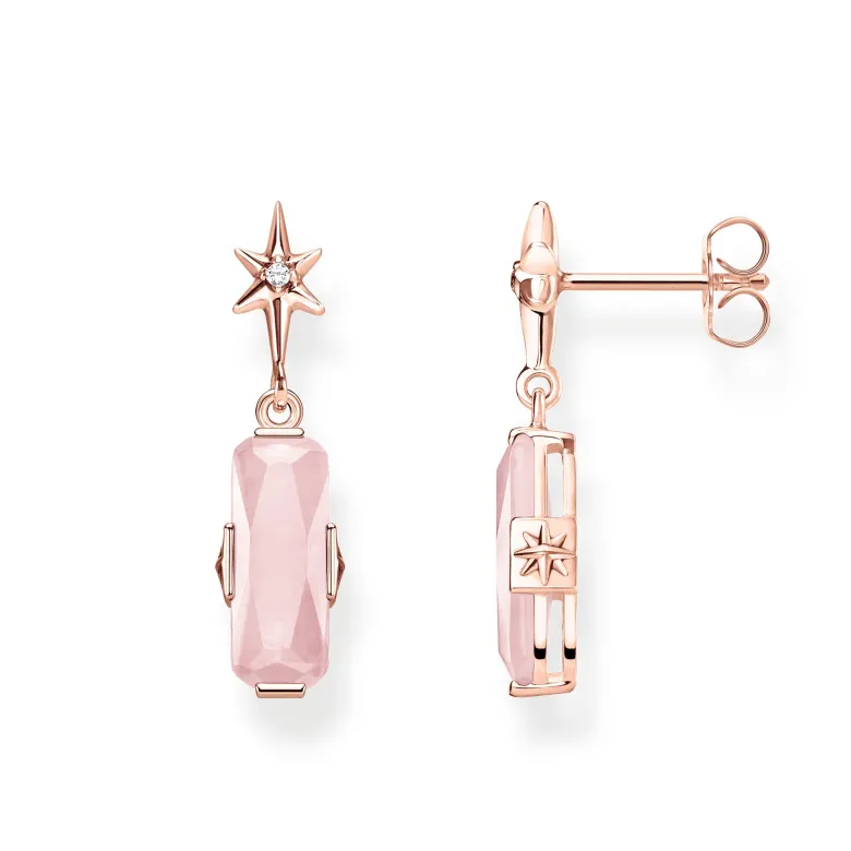 Thomas Sabo Stiftörhängen Rosa Sten Med Stjärna – H2107-417-9