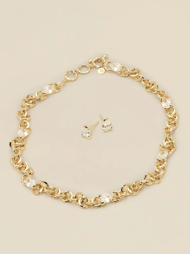YLVA LI Embla Avantgarde Halsband Crystal – Guld