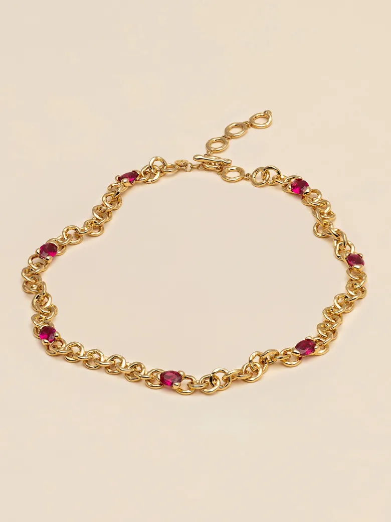 YLVA LI Embla Avantgarde Halsband Ruby – Guld