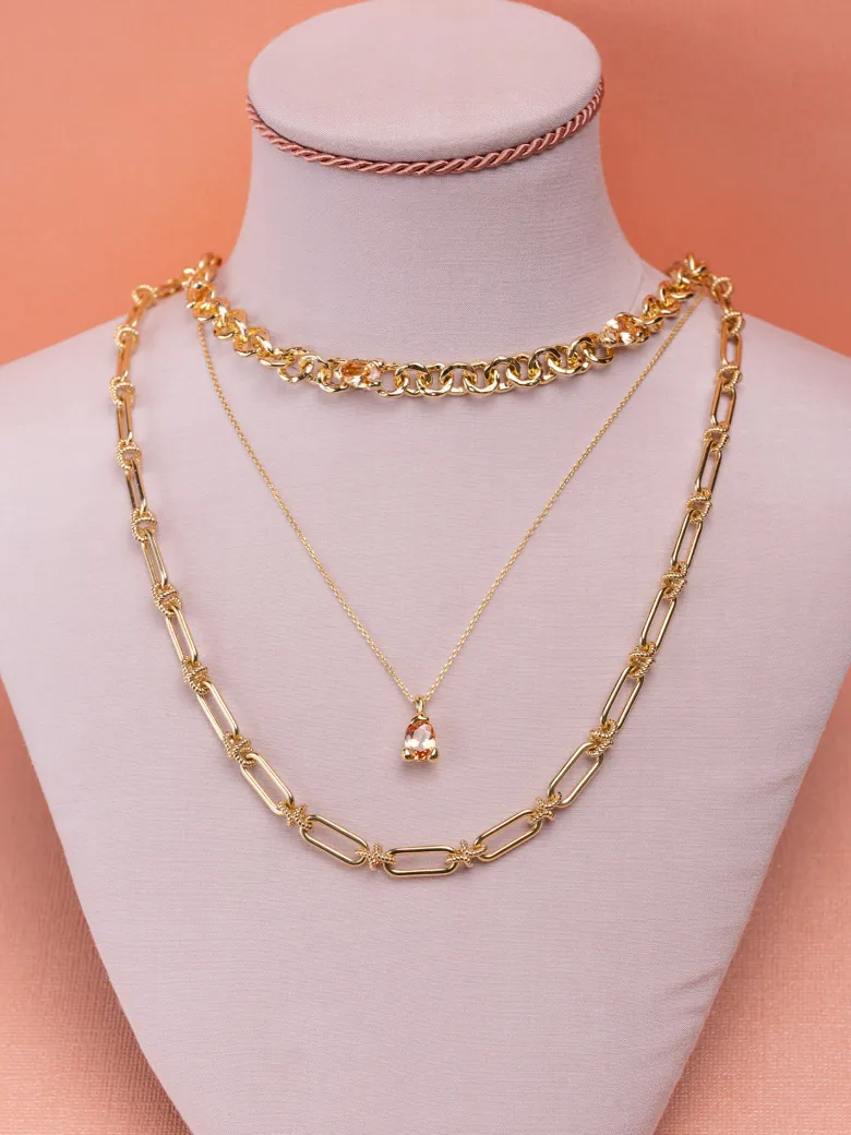 YLVA LI Embla Halsband Orange – Guld