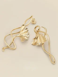 YLVA LI Embla Leaf Örhängen Crystal – Guld