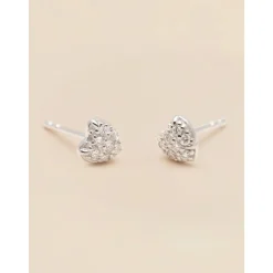 YLVA LI Pave Heart Diamond Örhängen – Silver 8652
