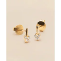 YLVA LI Petite Diamond Heart Örhängen – Gold 8731