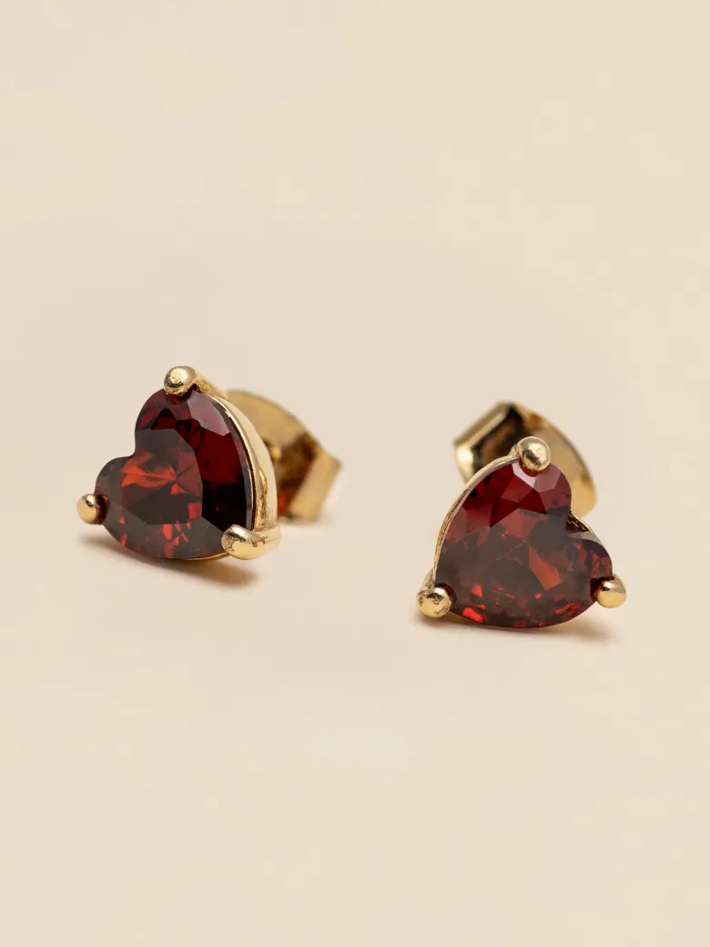 YLVA LI Venus stud Garnet – Guld