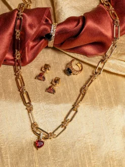 YLVA LI Venus stud Garnet – Guld
